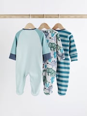 Blau - Baby-Schlafanzug mit 2-Wege-Reißverschluss 3er-Pack (0M.-2J.) - Bild 2 von 9