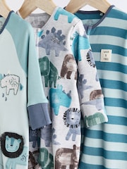 Blau - Baby-Schlafanzug mit 2-Wege-Reißverschluss 3er-Pack (0M.-2J.) - Bild 3 von 9