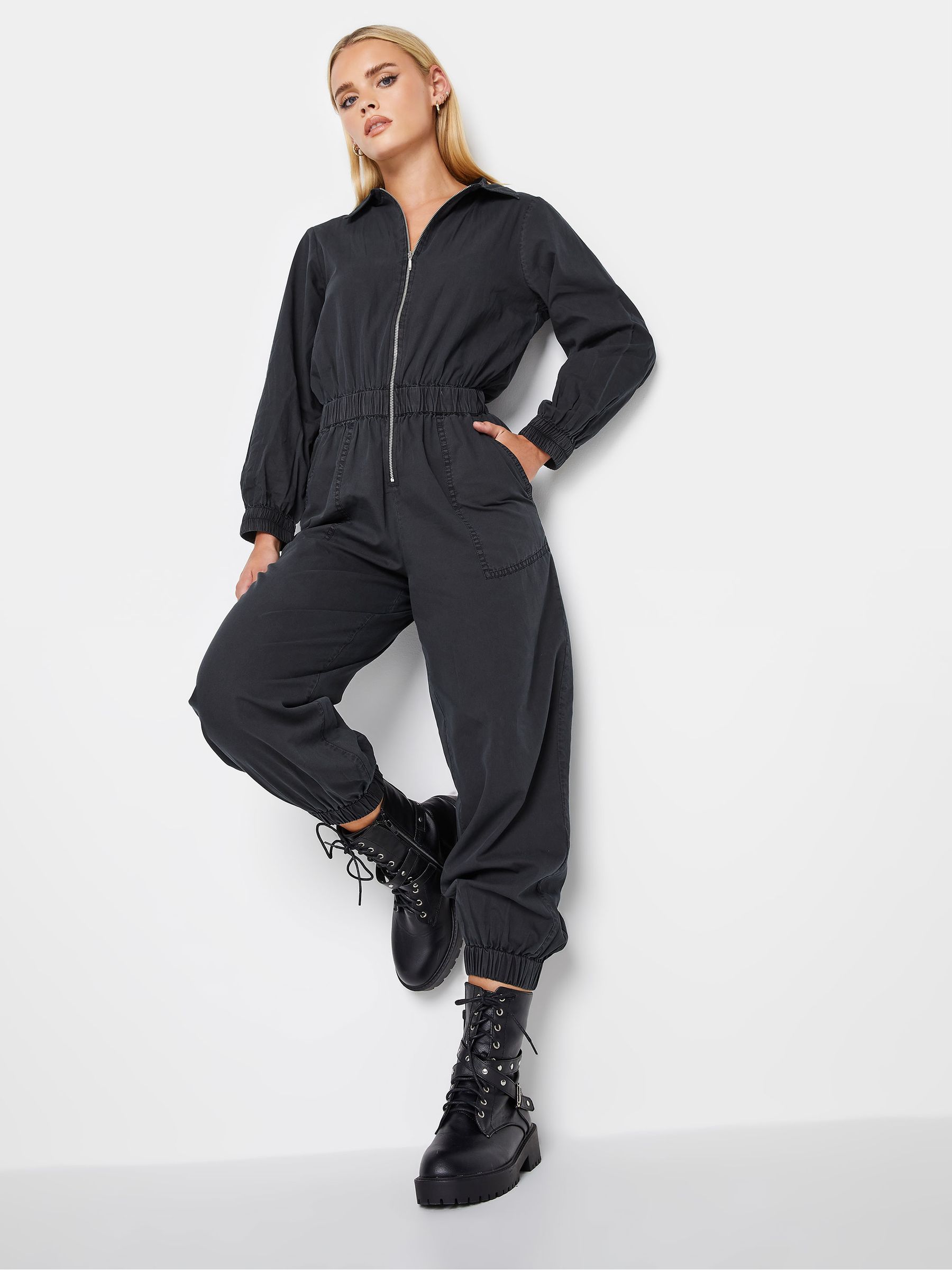 Zipper front long sleeve jumpsuit 2025