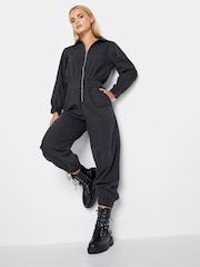 PixieGirl Petite Black Zip Front 100% Cotton Long Sleeve Jumpsuit - Image 2 of 6