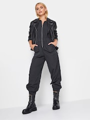 PixieGirl Petite Black Zip Front 100% Cotton Long Sleeve Jumpsuit - Image 3 of 6