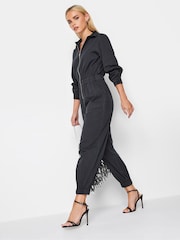PixieGirl Petite Black Zip Front 100% Cotton Long Sleeve Jumpsuit - Image 4 of 6