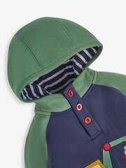 JoJo Maman Bébé Navy Blue Digger Appliqué Hooded Sweatshirt - Image 4 of 5