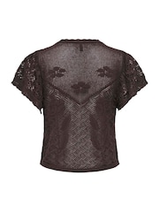 ONLY Brown Short Sleeve Crochet Top - Image 2 of 3
