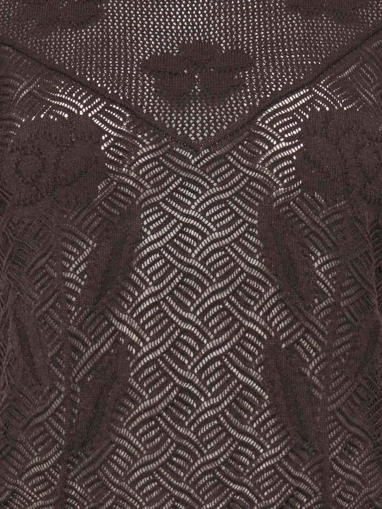 ONLY Brown Short Sleeve Crochet Top - Image 3 of 3 ONLY Brown Short Sleeve Crochet Top - Image 3 of 3