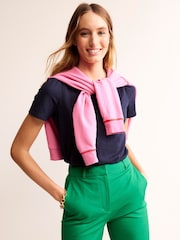 Boden Dark Blue 100% Cotton Puff Sleeve T-Shirt - Image 1 of 5