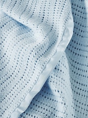 The White Company Blue Cellular Satin 100% Cotton Winter Blanket - Image 2 of 2