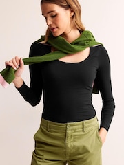 Boden Black Double Layer Scoop Neck Long Sleeve T-Shirt - Image 3 of 5
