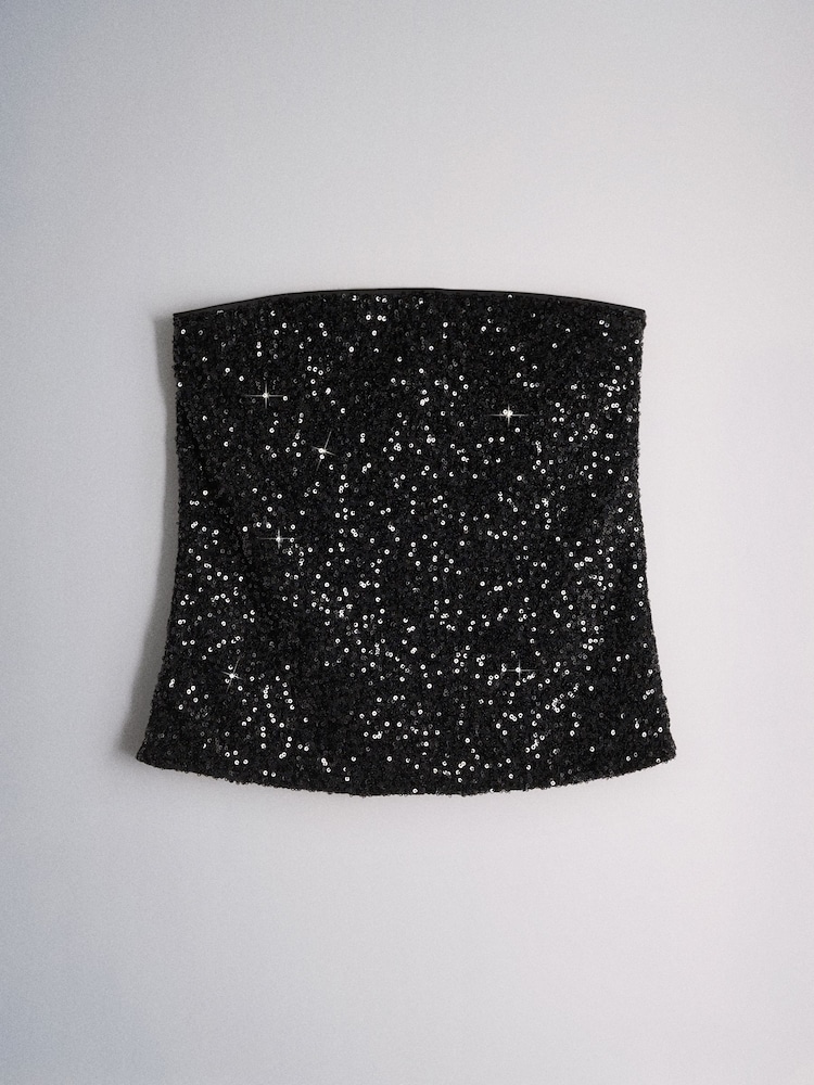 The Set 2 Pack Sequin Bandeau Tops - Image 2 of 5 The Set 2 Pack Sequin Bandeau Tops - Image 2 of 5