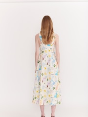 Olivia Rubin Cream Raquel Printed Midi Dress with Bust Tie - Image 2 of 5