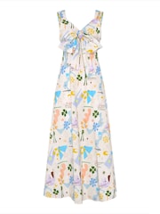Olivia Rubin Cream Raquel Printed Midi Dress with Bust Tie - Image 5 of 5