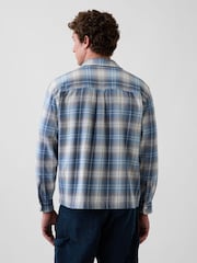 Gap Blue Check Relaxed Straight-Hem Flannel Shirt - Image 2 of 4