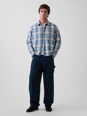 Gap Blue Check Relaxed Straight-Hem Flannel Shirt - Image 3 of 4
