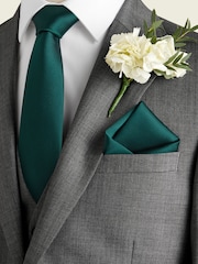 Forest Green - Juego de corbata y pañuelo de bolsillo de seda - Imagen 1 de 7