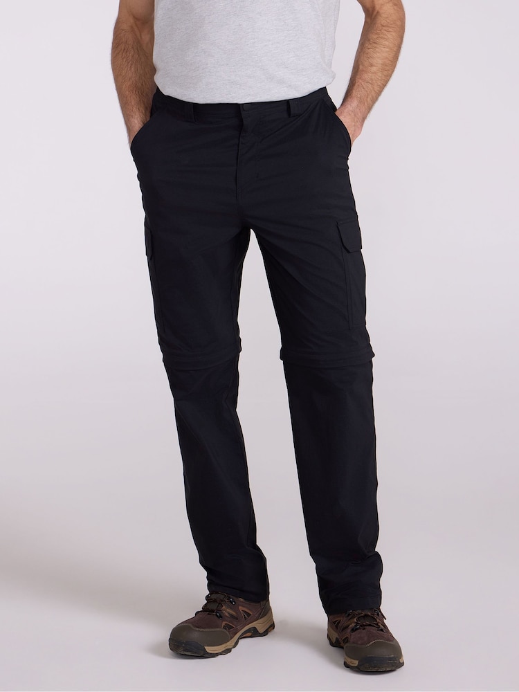 Negru - Mountain Warehouse Delta Mens Cargo Stretch Zip-Off Trousers Regular - Imaginea 1 din 10