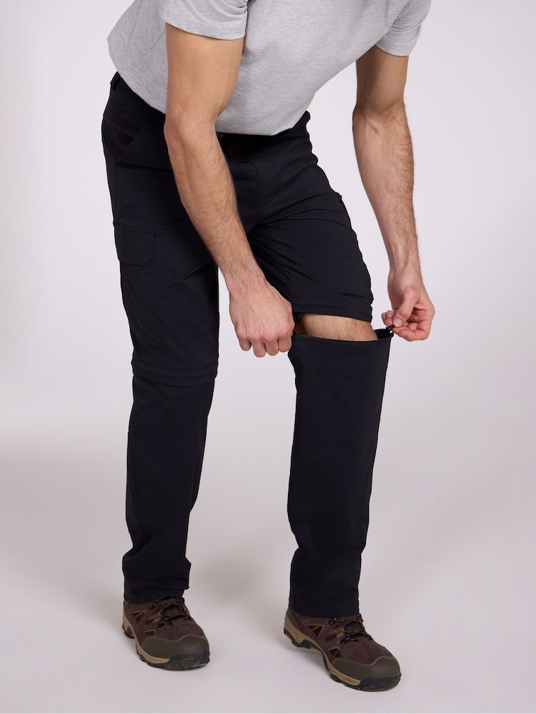 Negru - Mountain Warehouse Delta Mens Cargo Stretch Zip-Off Trousers Regular - Imaginea 2 din 10