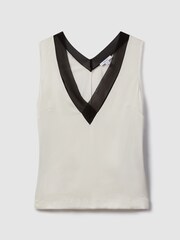 Reiss Ivory/Black Pippa Silk Front Colourblock Vest - Image 2 of 6