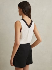 Reiss Ivory/Black Pippa Silk Front Colourblock Vest - Image 5 of 6