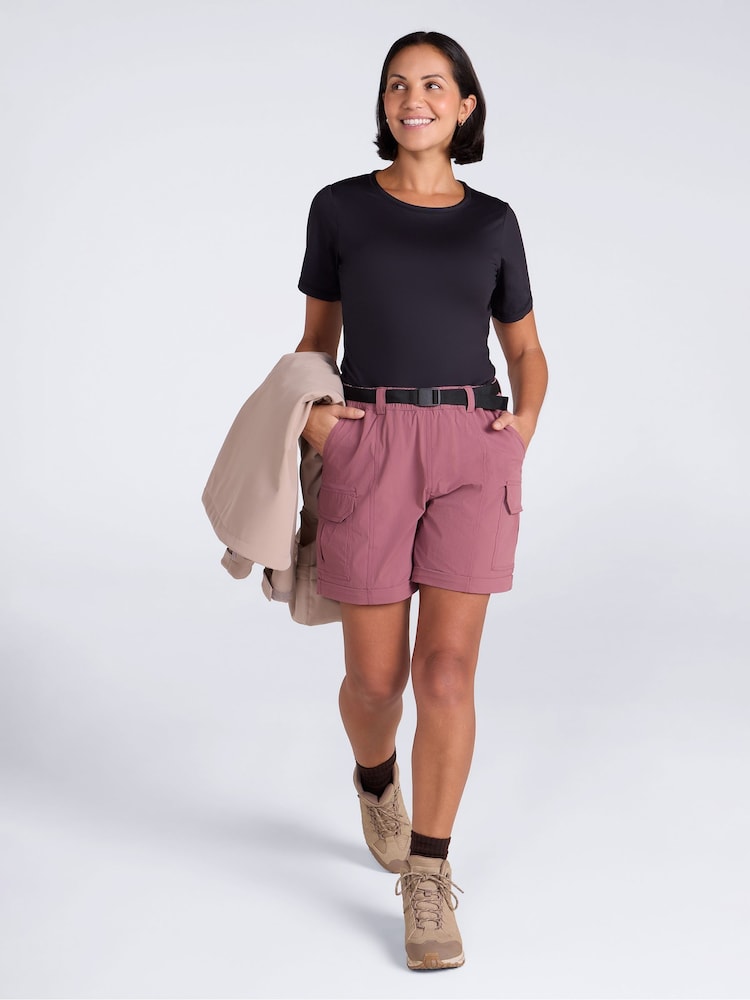 Mountain Warehouse Pink Stellar Ripstop UV Max Cargo Hiking Shorts - Image 2 of 4