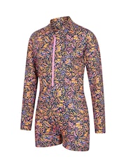 Mountain Warehouse Orange Mira Long Sleeve Kids Rash Shorty Swimsuit - Image 2 of 4