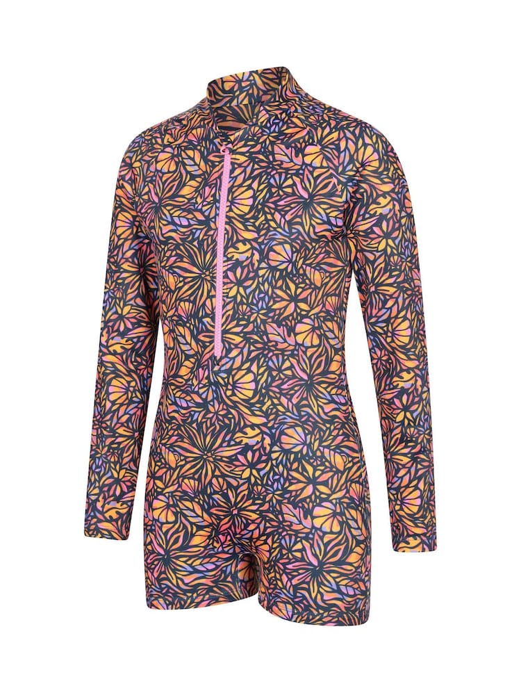 Mountain Warehouse Orange Mira Long Sleeve Kids Rash Shorty Swimsuit - Image 2 of 4