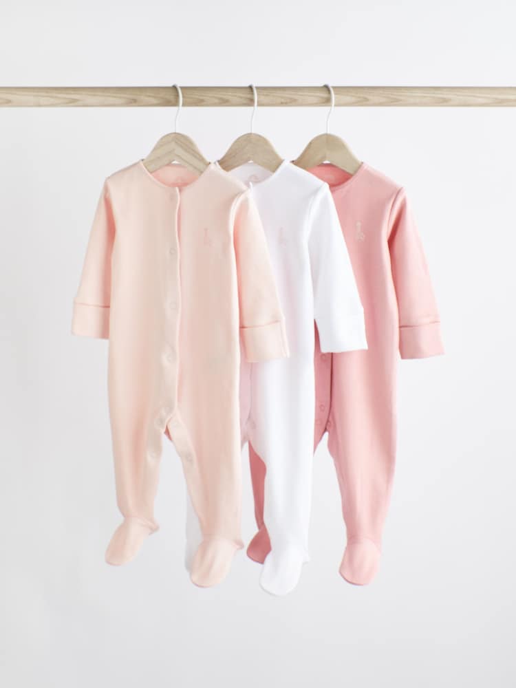 Pink & Weiß - Baby-Schlafanzüge aus 100 % Baumwolle (0–2J.) - Bild 1 von 4 Pink & Weiß - Baby-Schlafanzüge aus 100 % Baumwolle (0–2J.) - Bild 1 von 4