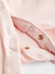 Pink/White 3 Pack 100% Cotton Baby Sleepsuits (0-2yrs) - Image 4 of 4