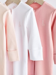 Pink/White 3 Pack Baby Sleepsuits (0-2yrs) - Image 6 of 7