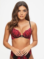 Ann Summers Red Nightfall Floral Print Lace Padded Plunge Bra - Image 3 of 7