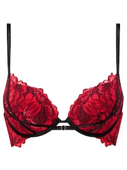 Ann Summers Red Nightfall Floral Print Lace Padded Plunge Bra - Image 7 of 7