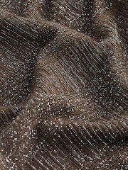 Chocolate Brown Cosy Rib Sparkle High Neck Long Sleeve Top - Image 6 of 6