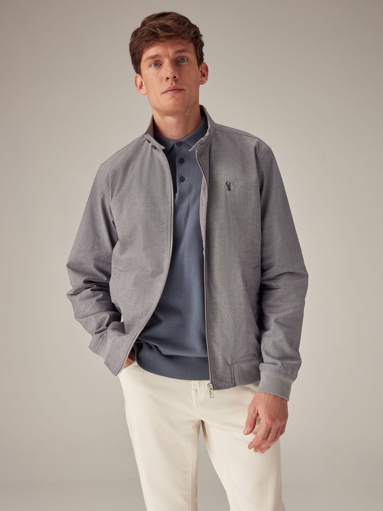 Blue Shower Resistant Check Lining Harrington Jacket - Image 1 of 11