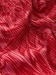 Red William Morris Printed Plisse V-Neck Belted Jumpsuit - Image 6 of 6