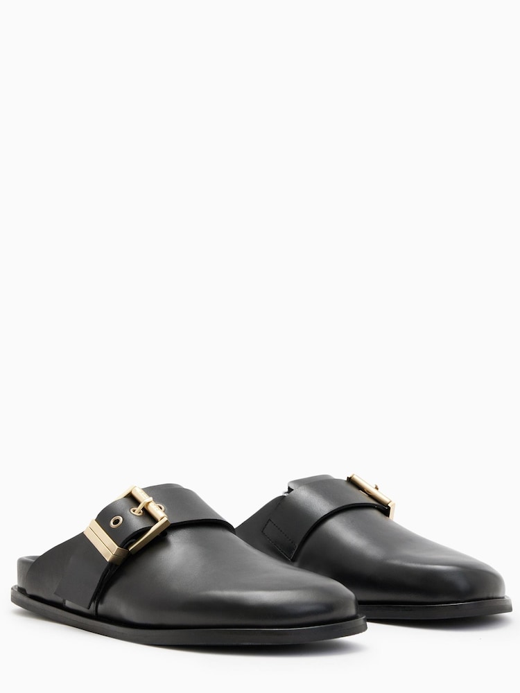AllSaints Black Venus Shearling Mules - Image 2 of 7