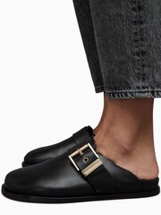 AllSaints Black Venus Shearling Mules - Image 6 of 7