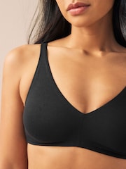 Black/White Non Pad Non Wire Ultimate Comfort Cotton Blend Bras 2 Pack A-E - Image 4 of 8