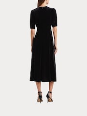 Lauren Ralph Lauren Stretch Velvet Puff Sleeve Midi Dress - Image 4 of 9