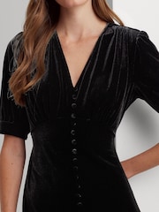 Lauren Ralph Lauren Stretch Velvet Puff Sleeve Midi Dress - Image 8 of 9