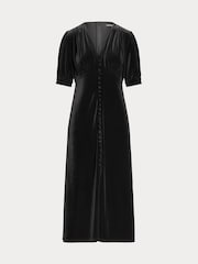 Lauren Ralph Lauren Stretch Velvet Puff Sleeve Midi Dress - Image 9 of 9