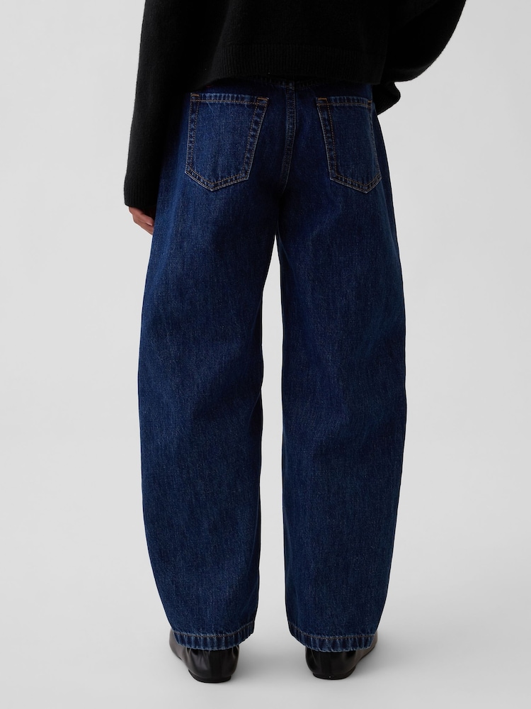 Gap Dark Wash High Waisted Bow Barrel Jeans (5-13yrs) - Image 2 of 5 Gap Dark Wash High Waisted Bow Barrel Jeans (5-13yrs) - Image 2 of 5