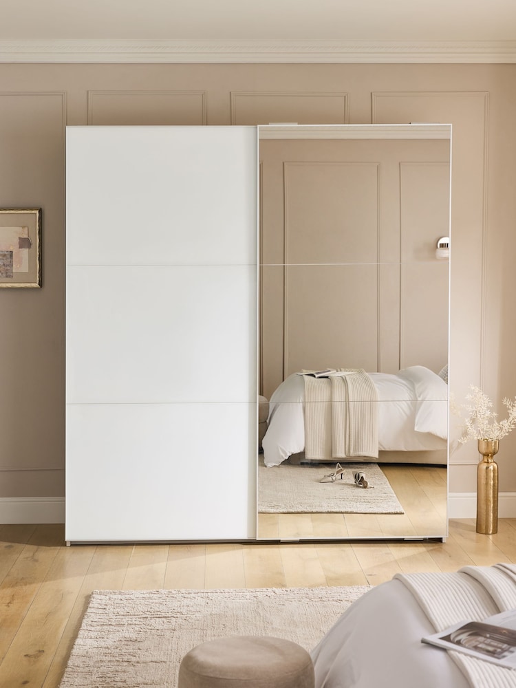 White Sloane Collection Luxe Glass 2m Sliding Semi Fitted Wardrobe - Image 1 of 11
