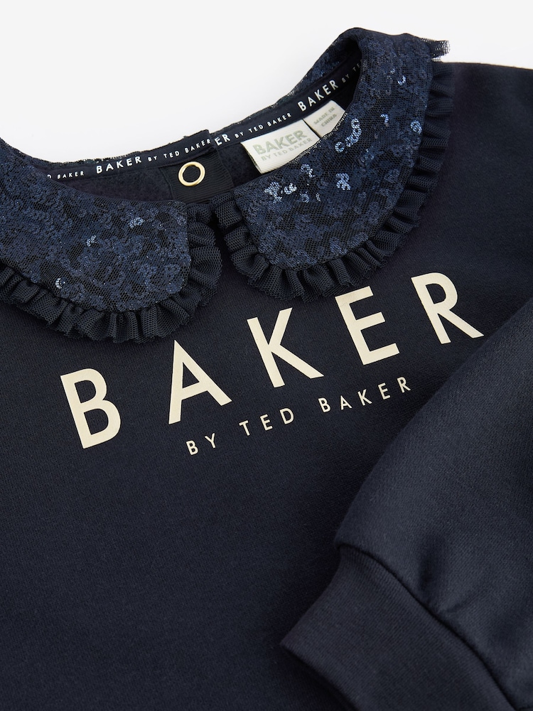 Buy Baker by Ted Baker Navy Sequin Collar Ruffle Floral Sweat