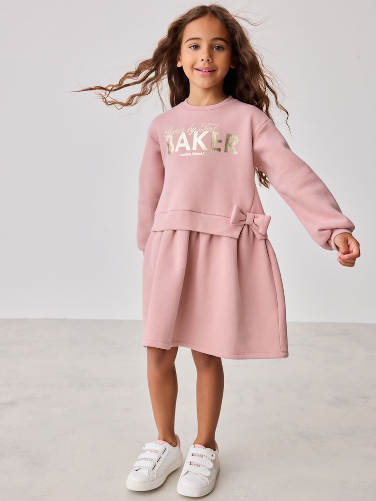Baker by Ted Baker Pink Graphic Bow Sweat Dress - Image 1 of 9