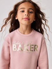 Baker by Ted Baker Pink Graphic Bow Sweat Dress - Image 3 of 9