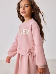 Baker by Ted Baker Pink Graphic Bow Sweat Dress - Image 4 of 9