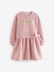 Baker by Ted Baker Pink Graphic Bow Sweat Dress - Image 6 of 9
