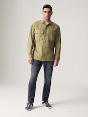 Khaki Green 100% Cotton Ripstop Twin Pocket Shacket Overshirt - Image 2 of 9