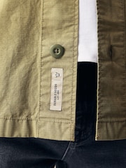 Khaki Green 100% Cotton Ripstop Twin Pocket Shacket Overshirt - Image 6 of 9