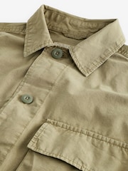 Khaki Green 100% Cotton Ripstop Twin Pocket Shacket Overshirt - Image 8 of 9