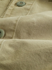 Khaki Green 100% Cotton Ripstop Twin Pocket Shacket Overshirt - Image 9 of 9